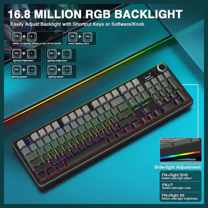 AULA F108 Pro Gaming Keyboard Wireless RGB Keyboard