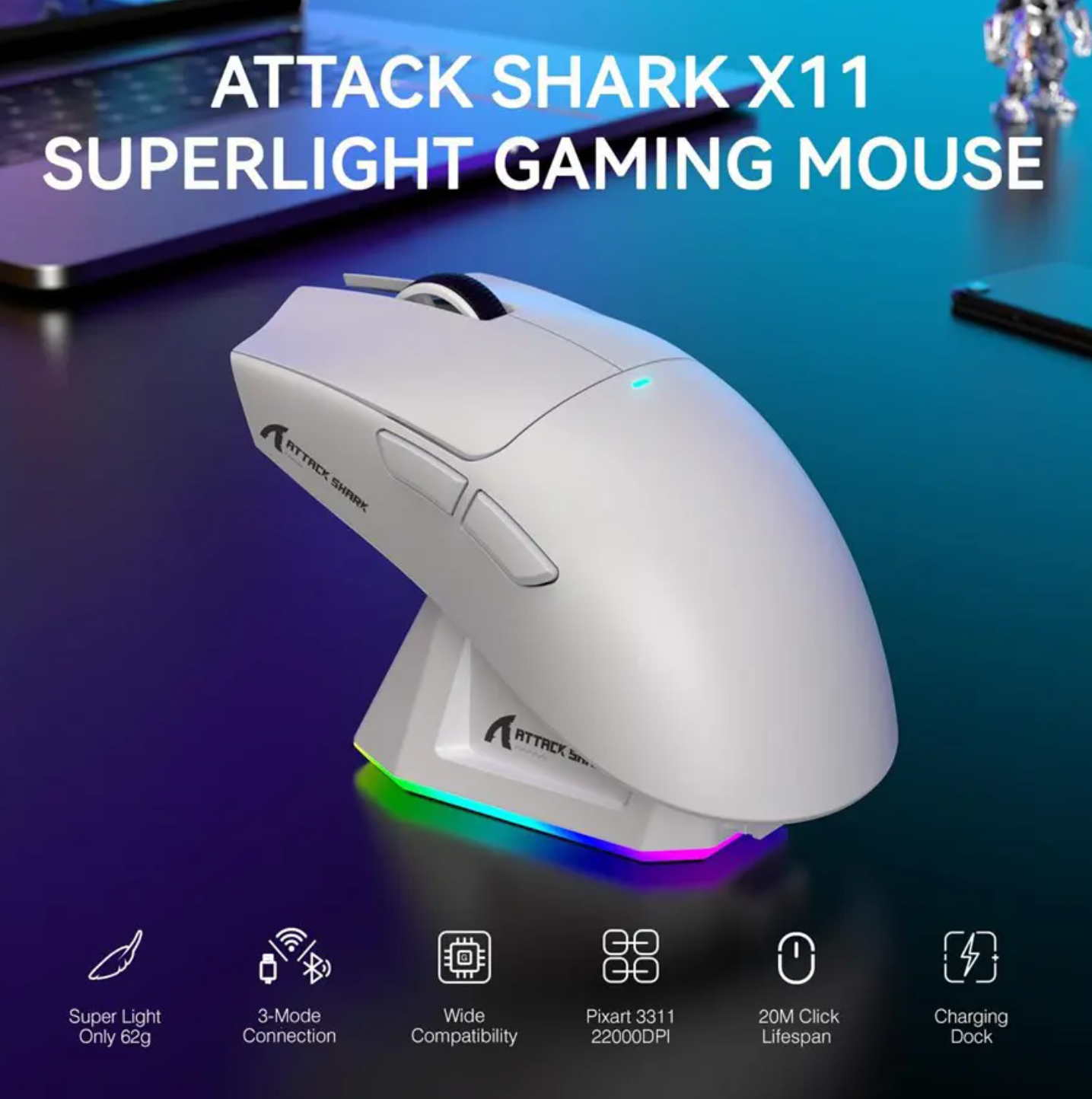 ATTACK SHARK X11 Wireless Gaming Mouse