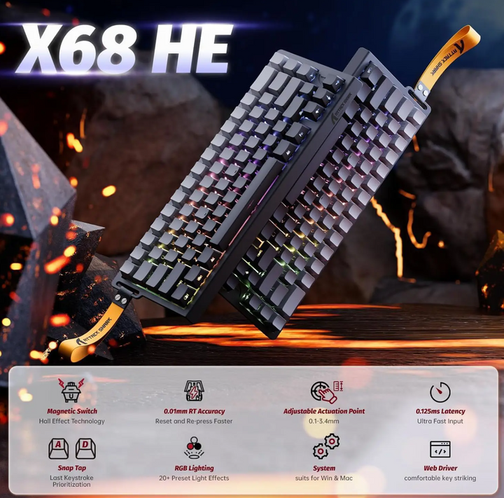 Attack Shark X68 HE 60% Wired Gaming Keyboard