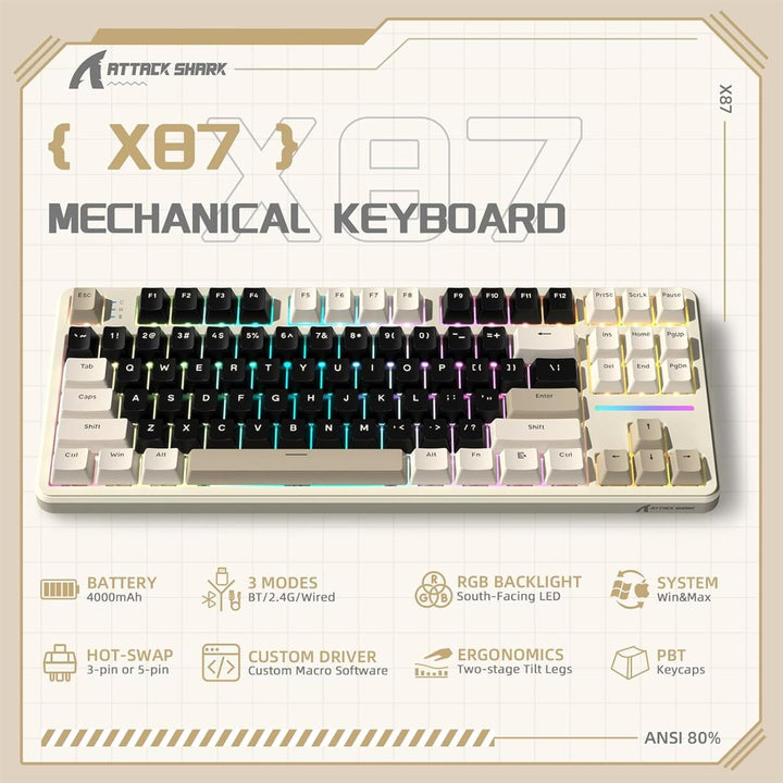 Attack Shark X87 Wireless Mechanical Keyboard