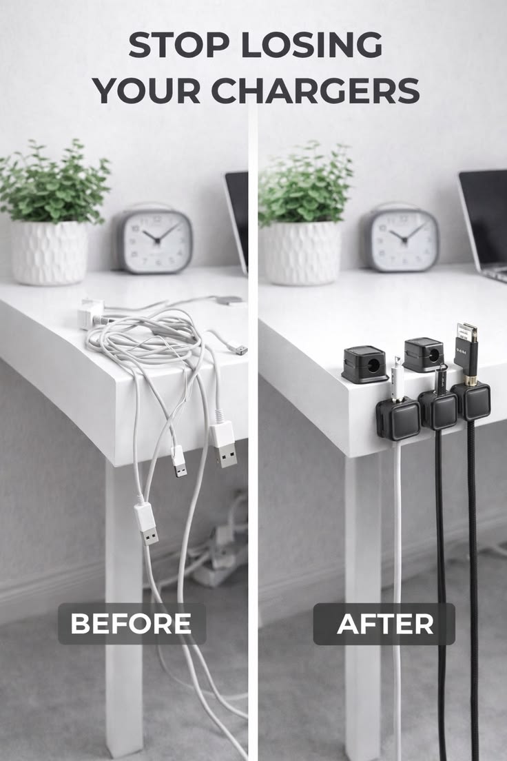 Cable Clips Organizer Pakistan – Pack of 6 Self-Adhesive PVC Cord Holders for Desk, Wall & Office Wire Management