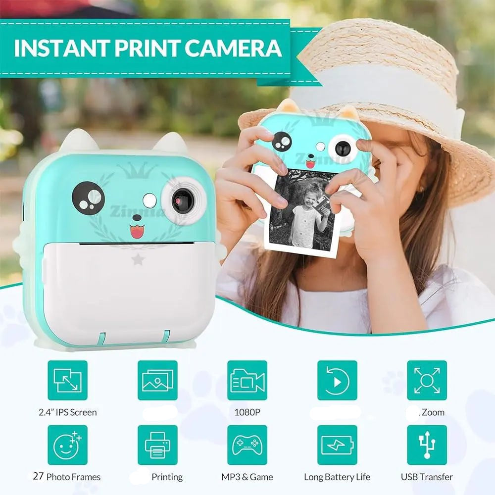 Mini Pocket Instant Camera Printer and Portable Thermal Print Camera for Kids