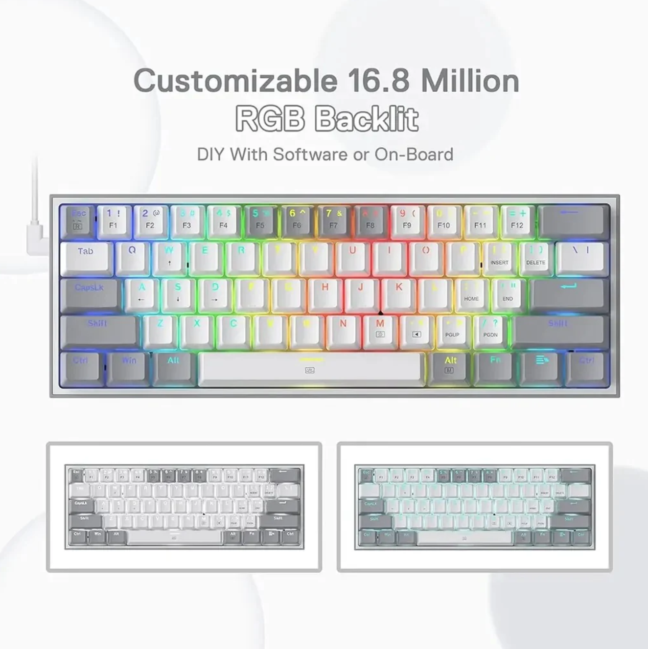 Redragon FIZZ K617 60% RGB Mechanical Gaming Keyboard with Red Switches (White)