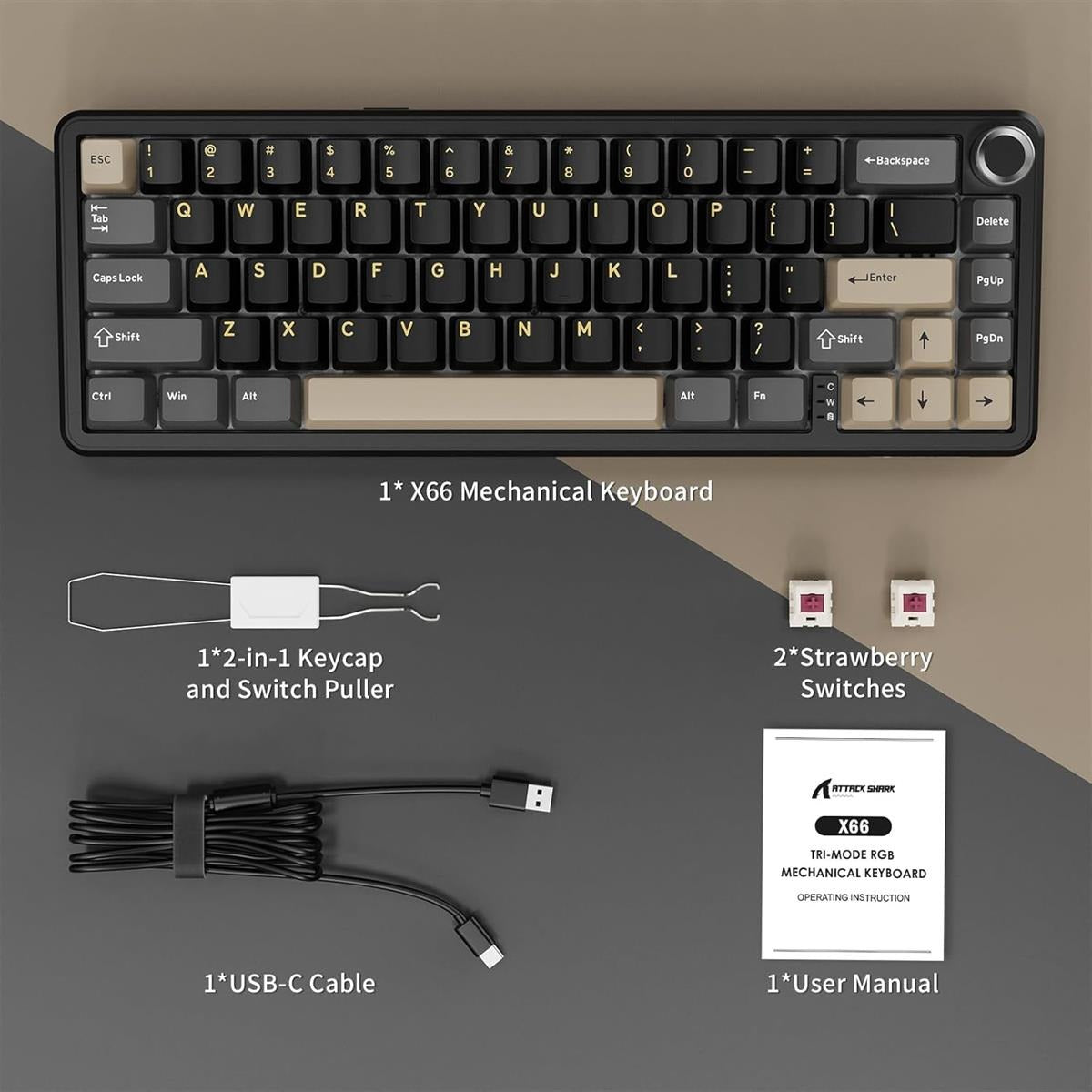 ATTACK SHARK X66 Wireless Mechanical 60% RGB Gaming Keyboard