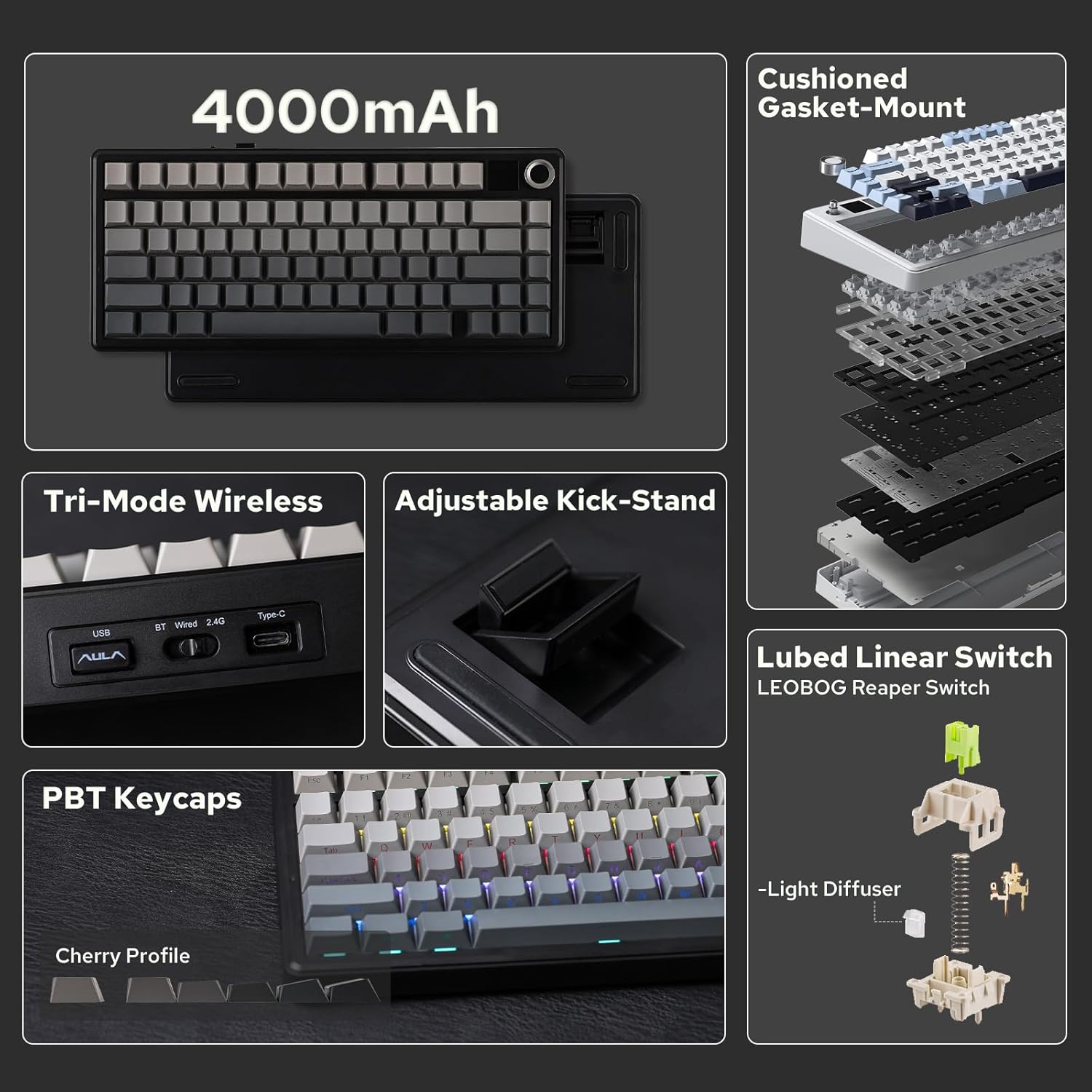 EPOMAKER Aula F75 Max Wireless Mechanical Keyboard RGB