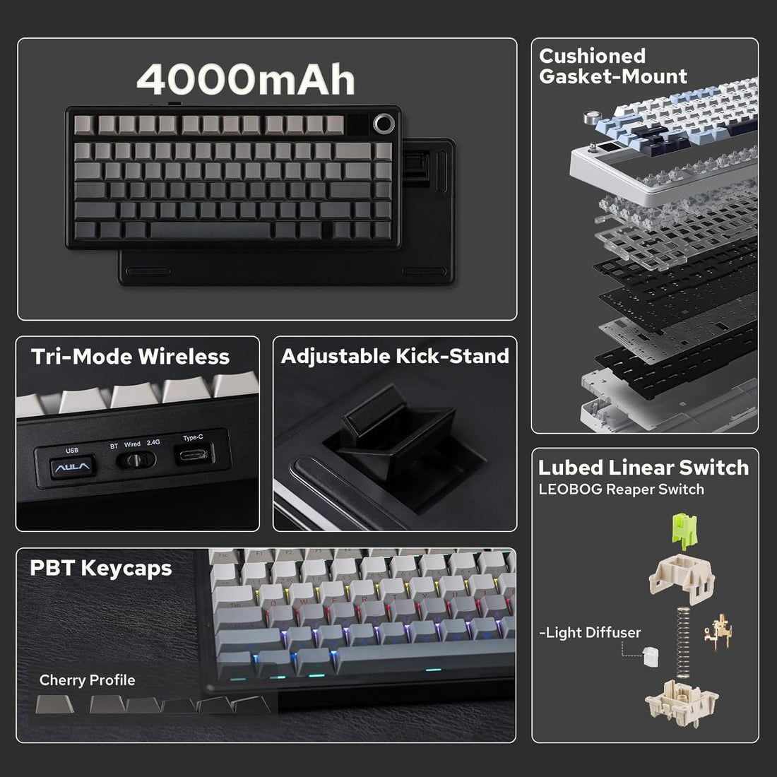EPOMAKER Aula F75 Max Wireless Mechanical Keyboard RGB